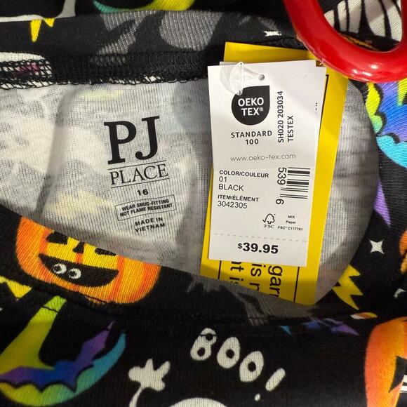 The Childrens Place Glow in the Dark Halloween Pjs Sleepwear Pumpkin Boo, 16 - Picture 3 of 6